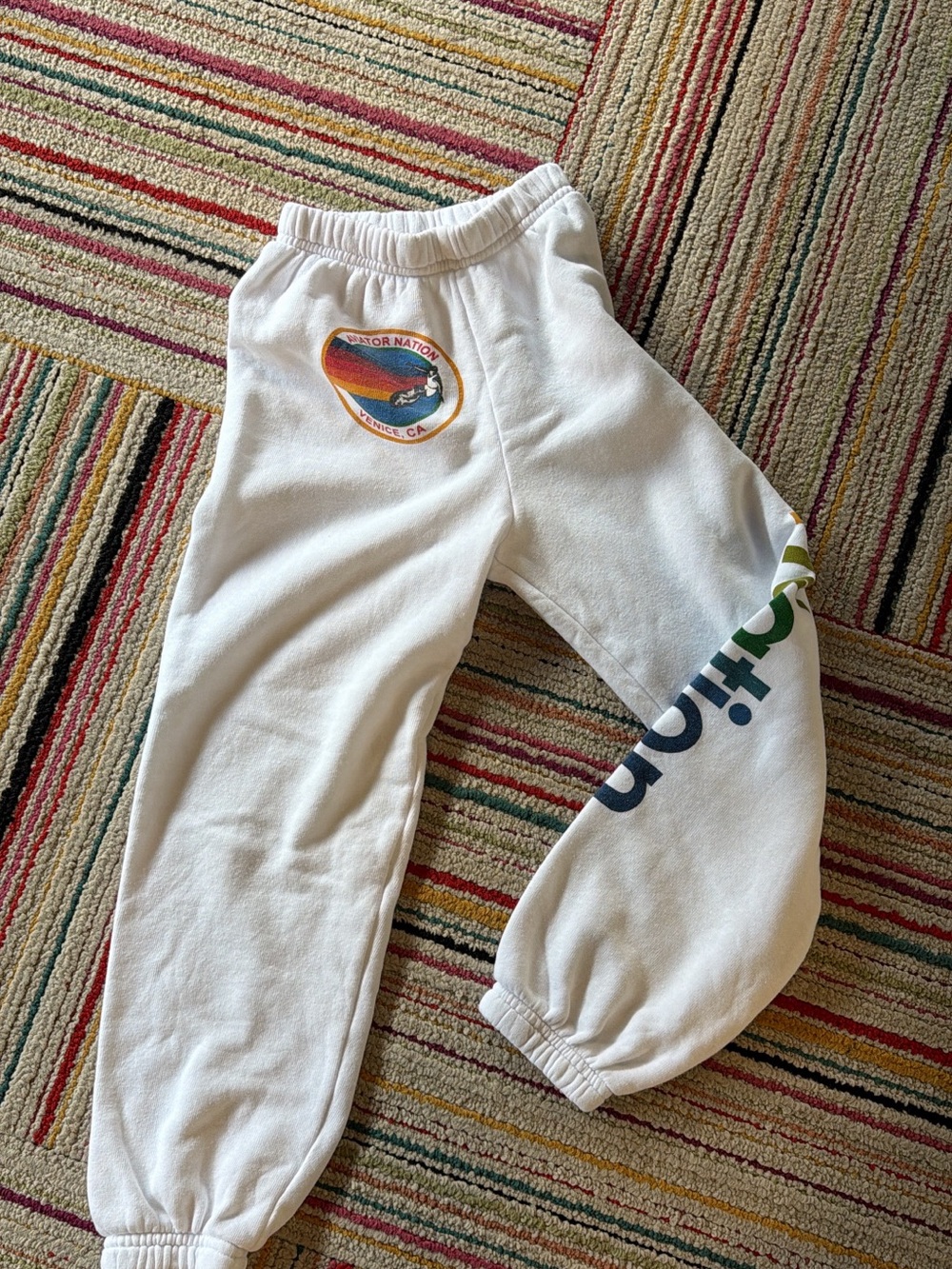 Aviator nation white sweats logo sz 6